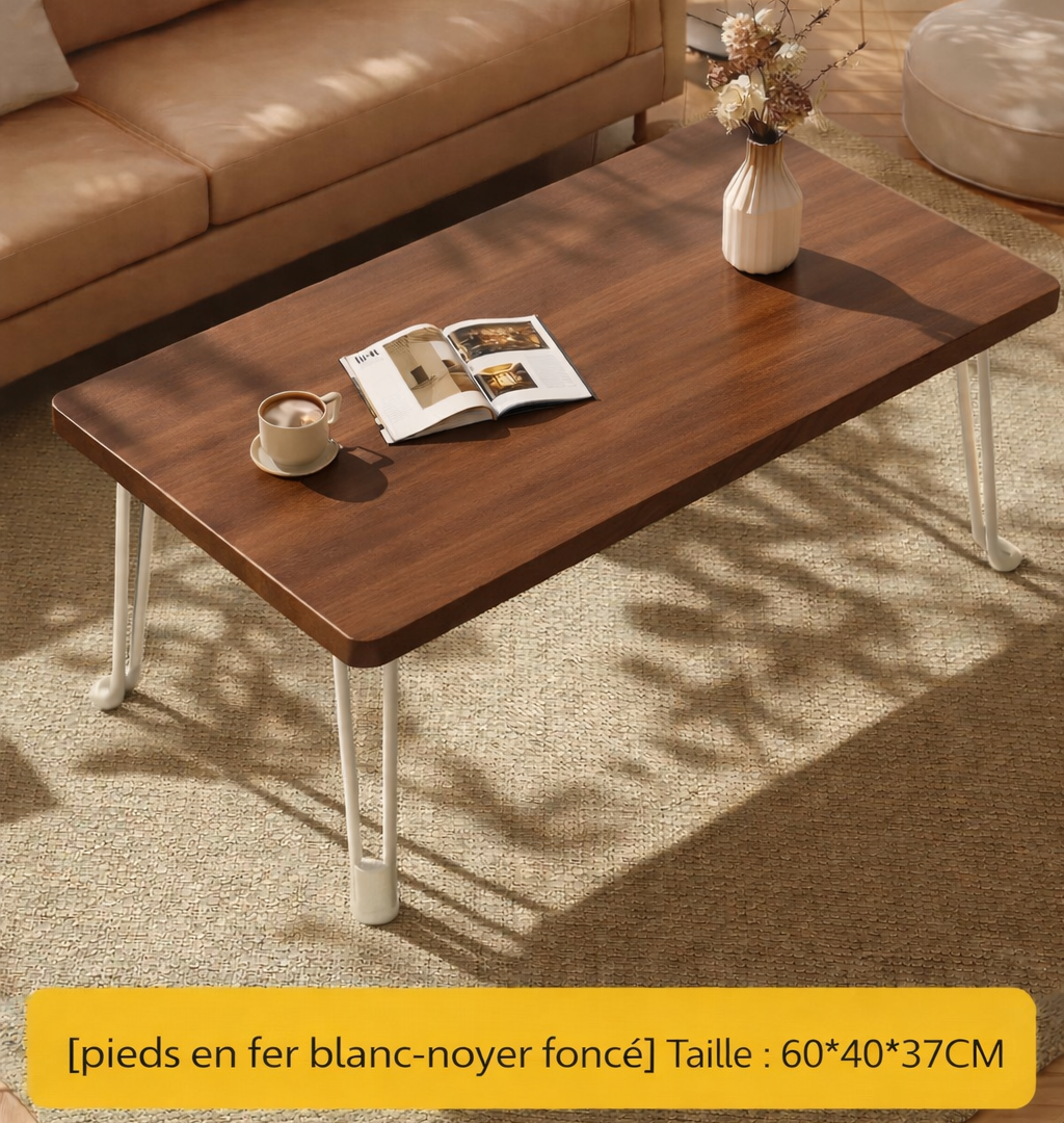 Table Basse Pliante Rectangulaire en Bois pour Petit Espace - Design Moderne Klipa