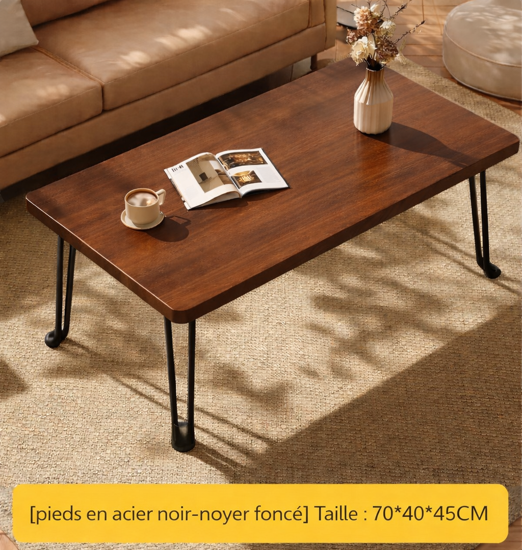 Table Basse Pliante Rectangulaire en Bois pour Petit Espace - Design Moderne Klipa