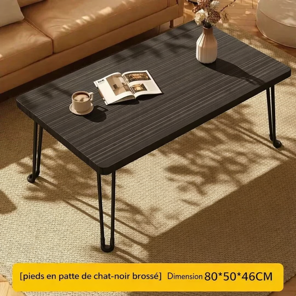 Table Basse Pliante Rectangulaire en Bois pour Petit Espace - Design Moderne Klipa
