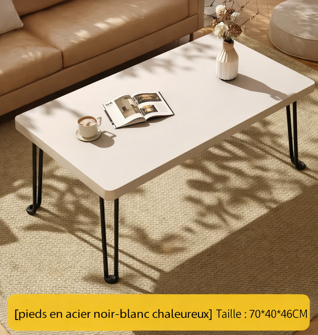 Table Basse Pliante Rectangulaire en Bois pour Petit Espace - Design Moderne Klipa