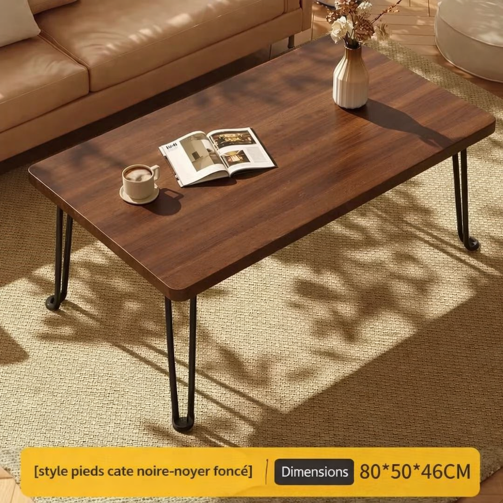 Table Basse Pliante Rectangulaire en Bois pour Petit Espace - Design Moderne Klipa