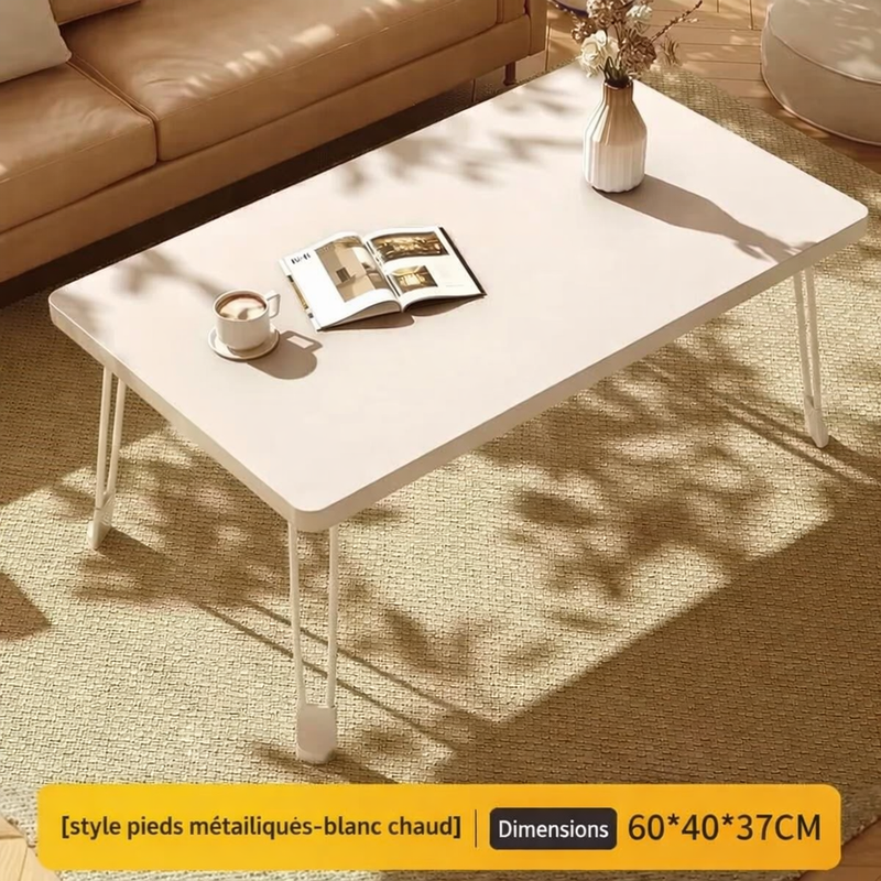 Table Basse Pliante Rectangulaire en Bois pour Petit Espace - Design Moderne Klipa