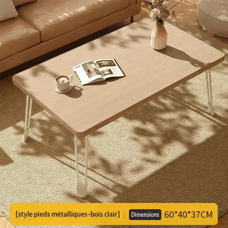 Table Basse Pliante Rectangulaire en Bois pour Petit Espace - Design Moderne Klipa