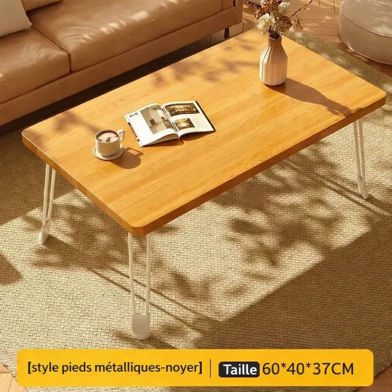 Table Basse Pliante Rectangulaire en Bois pour Petit Espace - Design Moderne Klipa