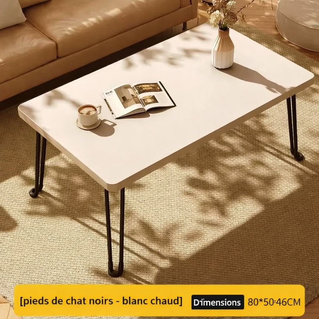 Table Basse Pliante Rectangulaire en Bois pour Petit Espace - Design Moderne Klipa