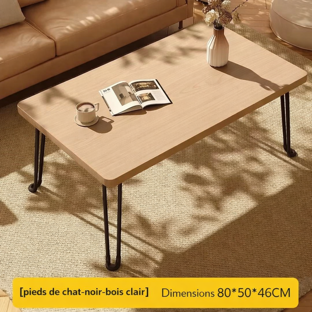 Table Basse Pliante Rectangulaire en Bois pour Petit Espace - Design Moderne Klipa