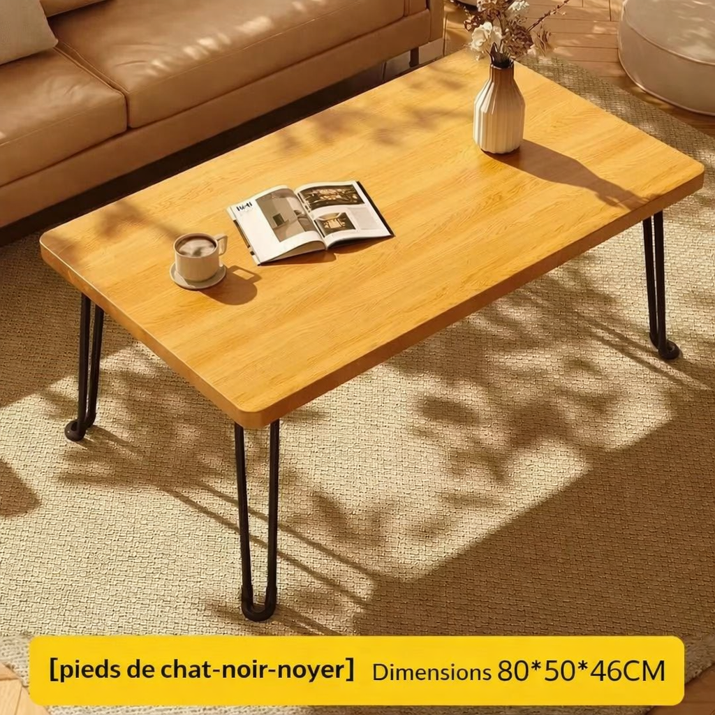Table Basse Pliante Rectangulaire en Bois pour Petit Espace - Design Moderne Klipa