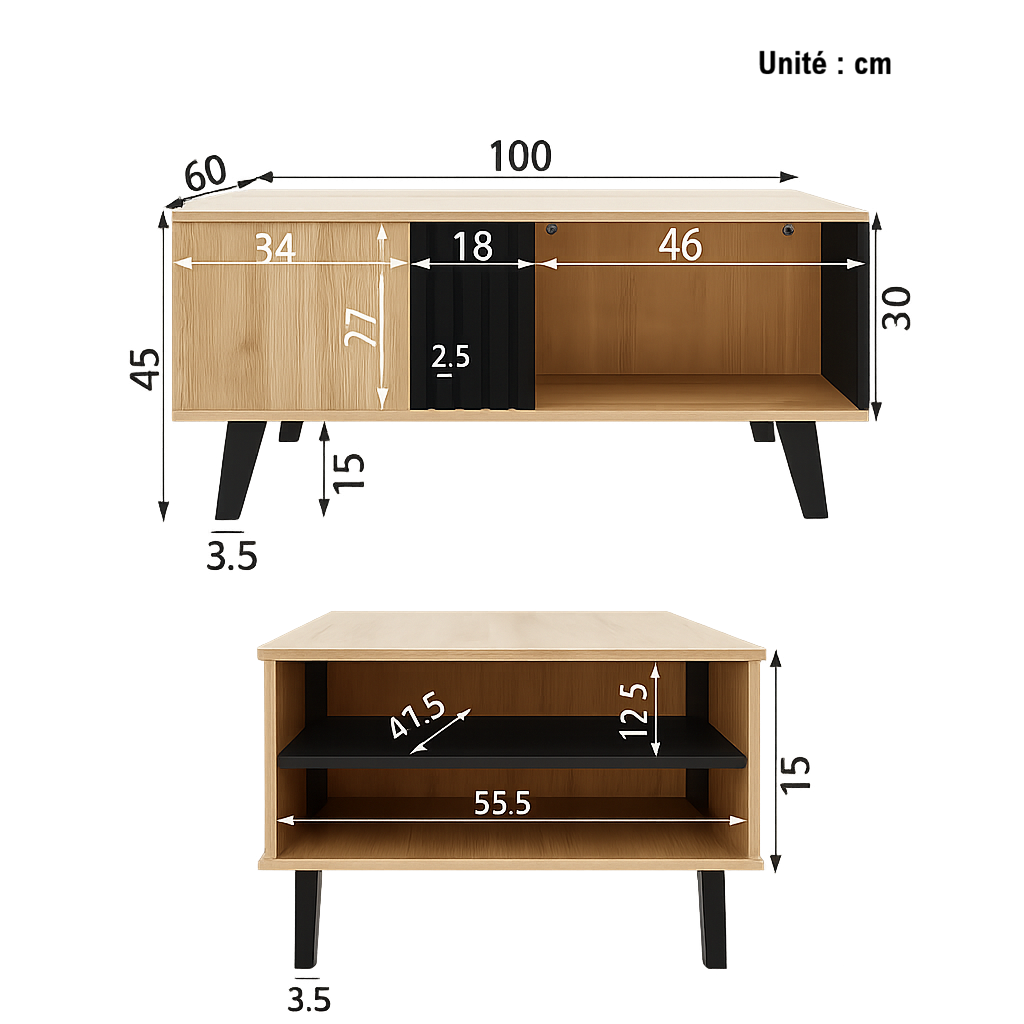 Table Basse Rectangulaire - Design Moderne Stravo