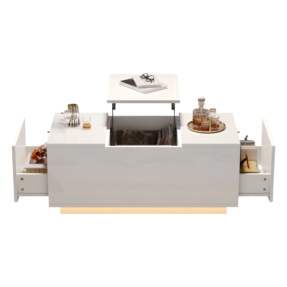 Table Basse Relevable avec LED et Plateau Ajustable - Kavon