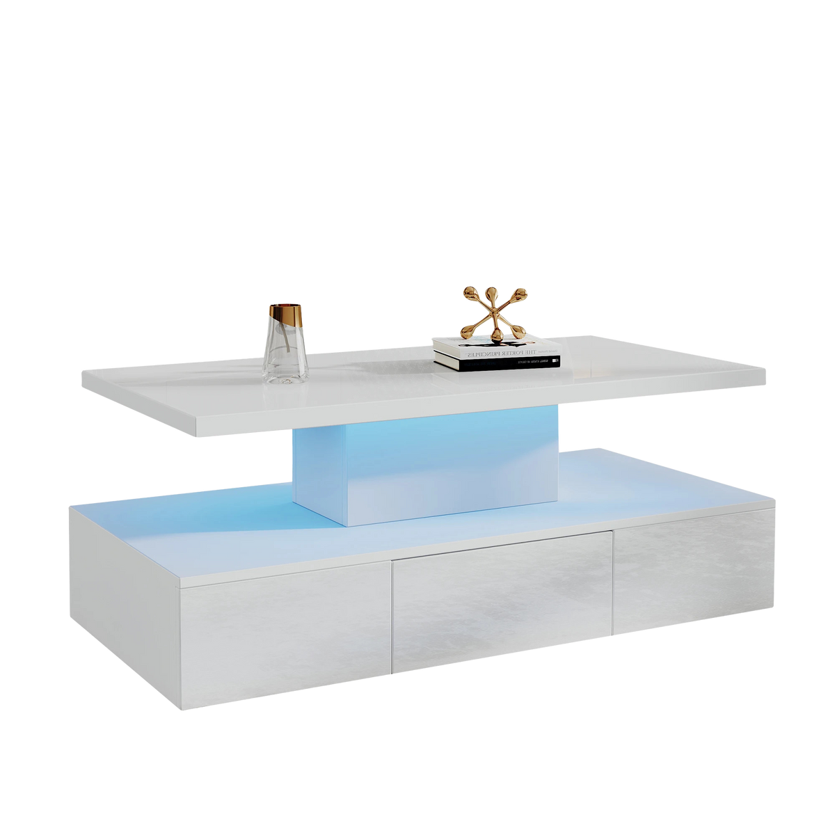 Table Basse à Double Plateau avec LED - Moderne Vifell