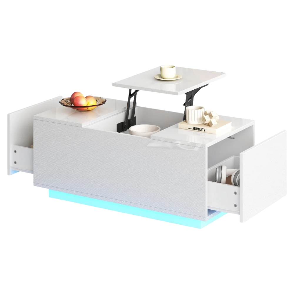 Table Basse Relevable avec LED et Plateau Ajustable - Kavon
