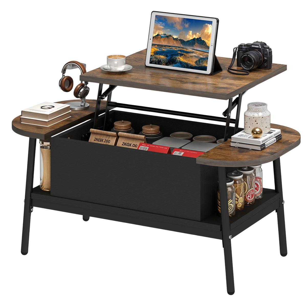 Table Basse Organique Relevable avec Rangement - Velin