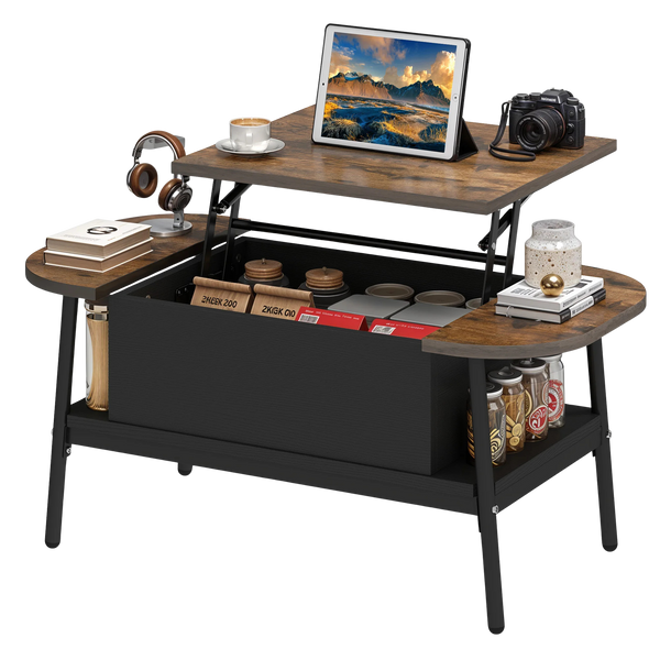 Table Basse Organique Relevable avec Rangement - Velin