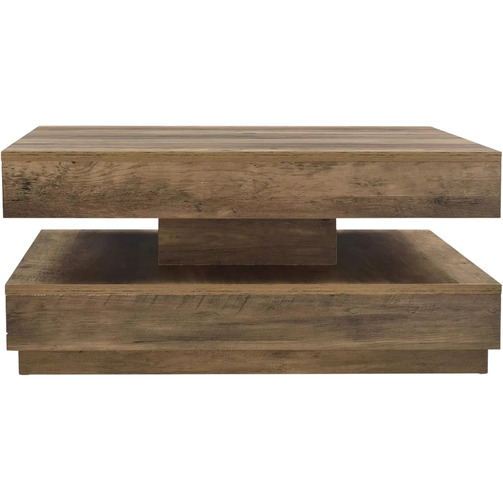 Table Basse Carrée Double Niveau Plateau Tournant Twist