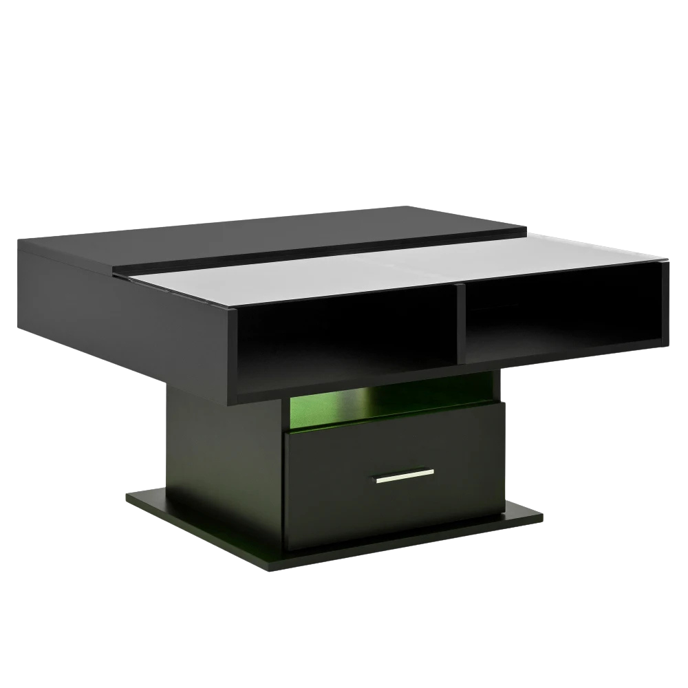 Table Basse Relevable avec LED et Rangement - Design Moderne Kestro