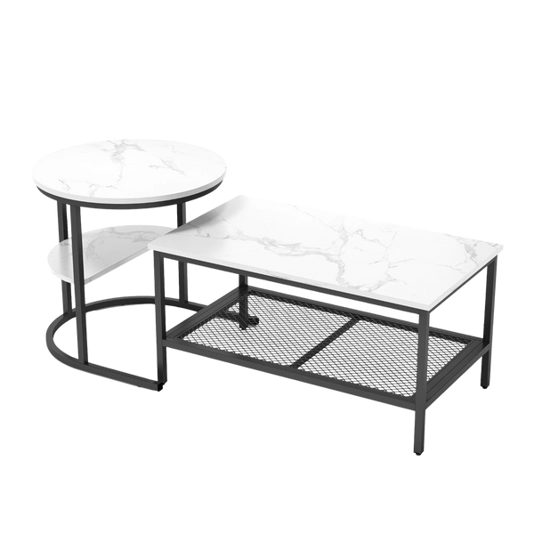 Tables Basses Gigognes Effet Marbre avec Rangement - Marlow