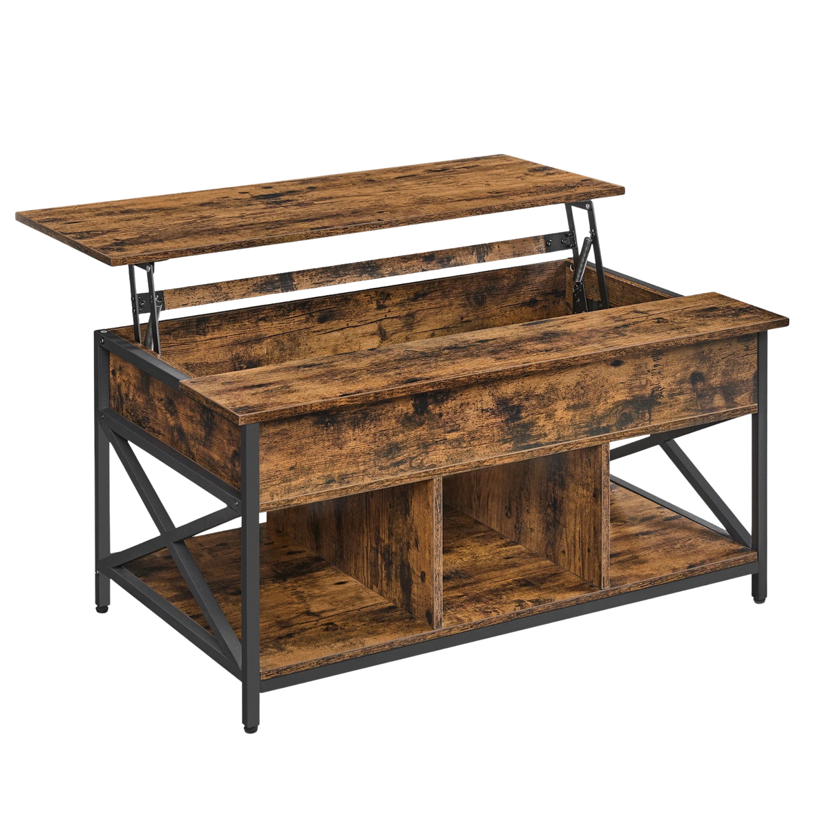 Table Basse Relevable Bois et Métal avec Rangement - Design Moderne Torvik
