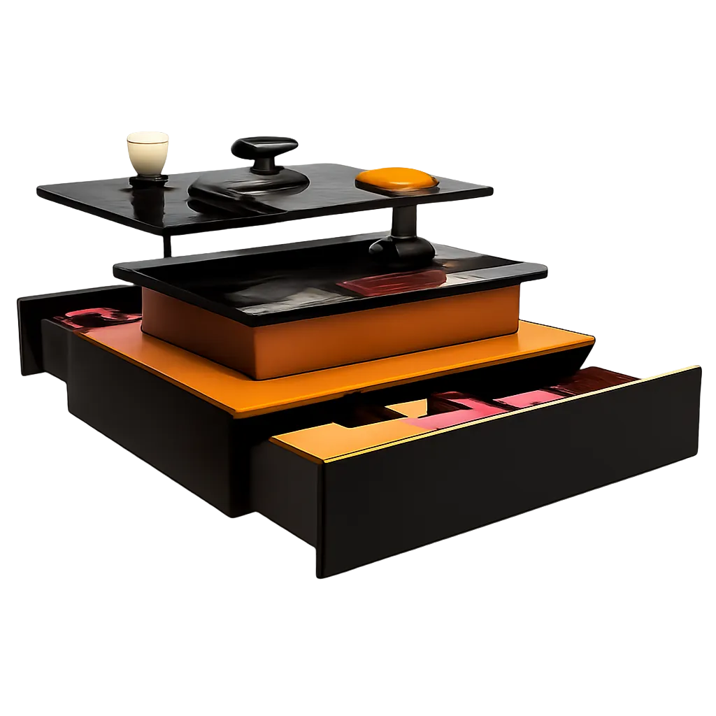 Table Basse Relevable Rectangulaire en Bois avec Éclairage LED - Design Moderne Ferko