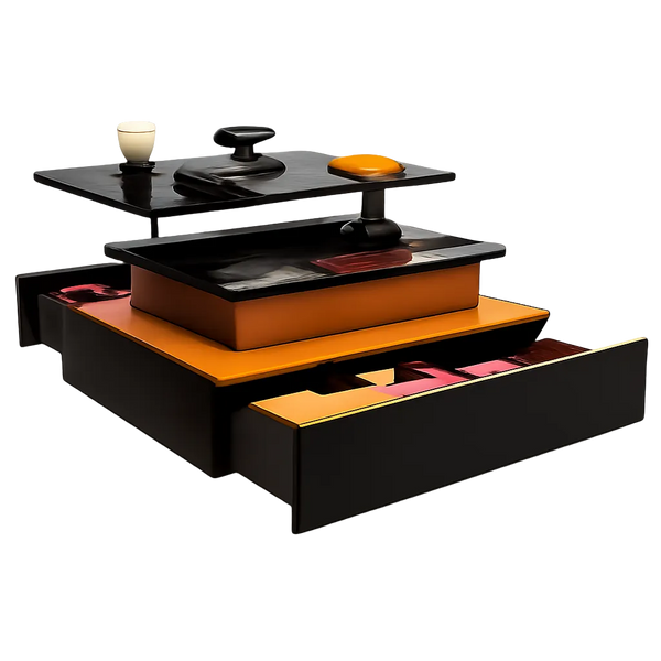Table Basse Relevable Rectangulaire en Bois avec Éclairage LED - Design Moderne Ferko