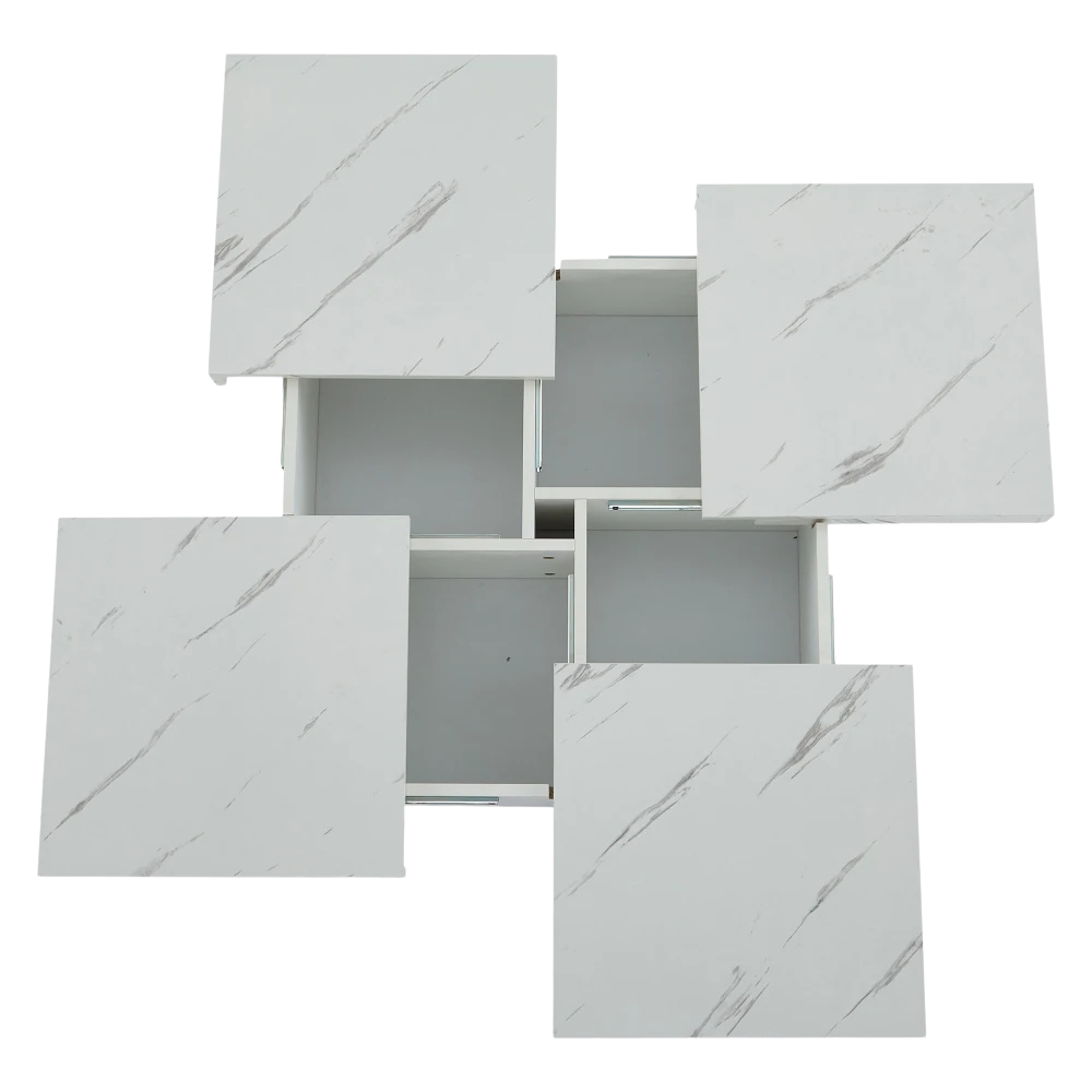 Table Basse Carrée avec Tiroirs et Plateau Coulissant - Sarko