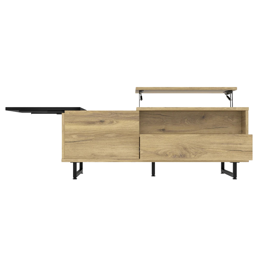 Table Basse Relevable Bois et Métal avec LED - Design Moderne Nexo