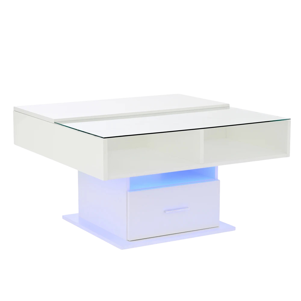 Table Basse Relevable avec LED et Rangement - Design Moderne Kestro