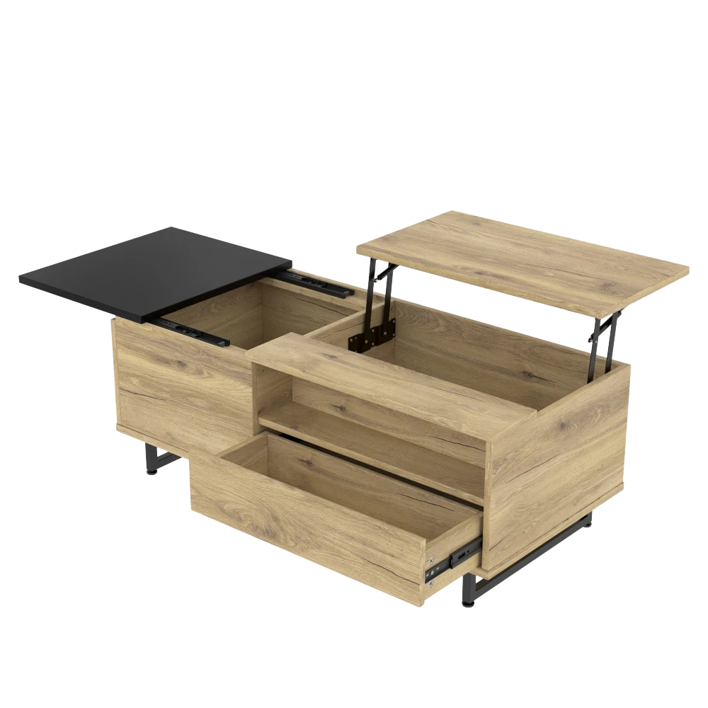 Table Basse Relevable Bois et Métal avec LED - Design Moderne Nexo