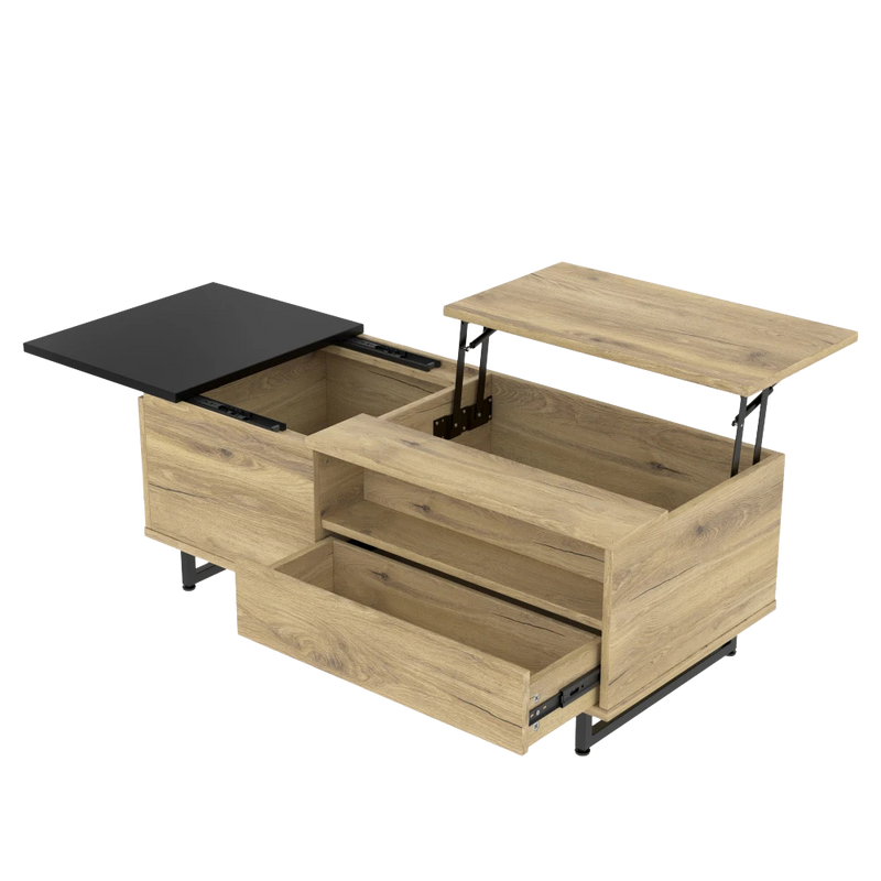 Table Basse Relevable Bois et Métal avec LED - Design Moderne Nexo
