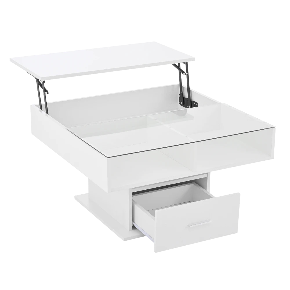 Table Basse Relevable avec LED et Rangement - Design Moderne Kestro