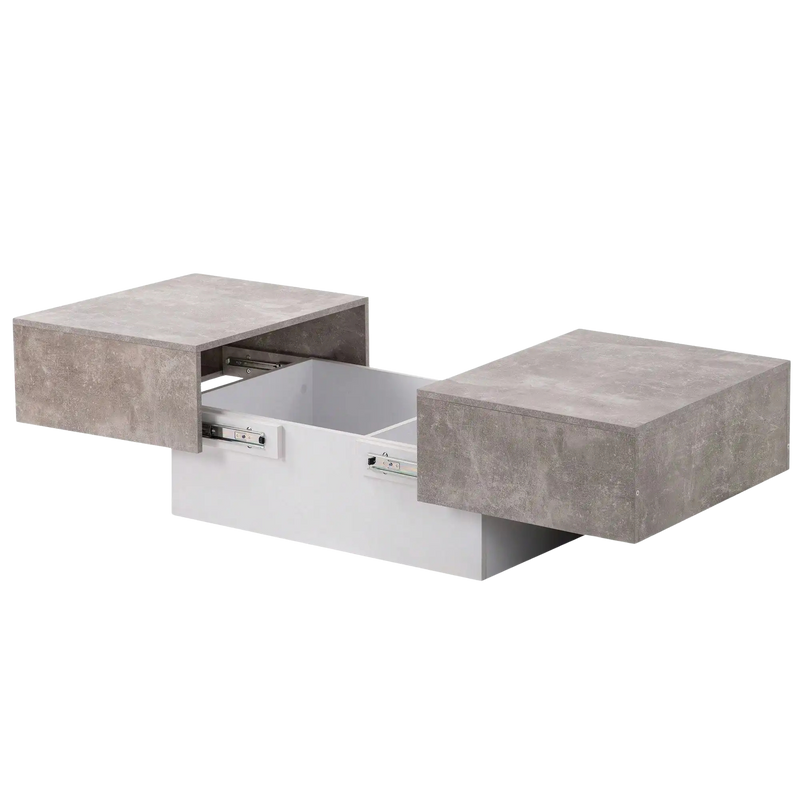 Table Basse Rectangulaire Extensible avec Rangements Noire et Blanche - Design Moderne Fyndra